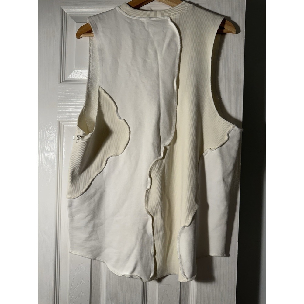 Rare/Self Ivory Sweater Top Sz 4 Patchwork Deconstructed Asymmetrical Architect - Picture 3 of 9